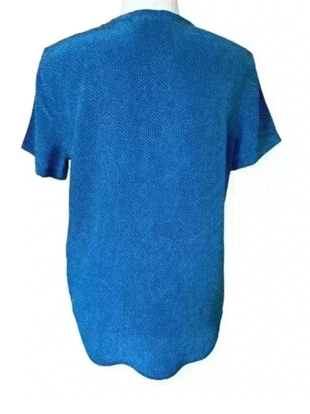 Equipment Short-Sleeve Silk Tee in Vibrant Blue with tiny black dots